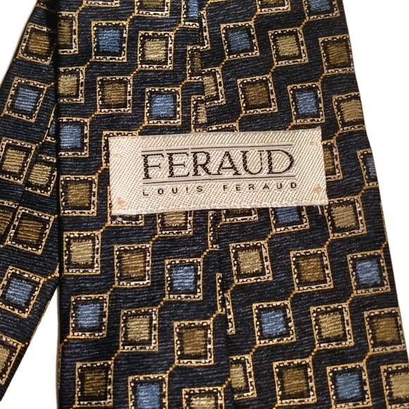 Louis Feraud Multicolor Geometric Neck Tie 100% Silk Made In USA - Picture 2 of 5